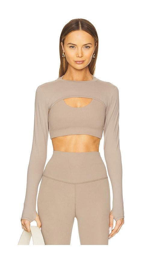 splits59 amelia airweight lite shrug in beige.