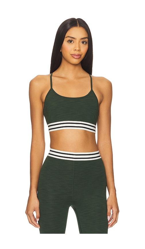 splits59 cali active rib sports bra in dark green.