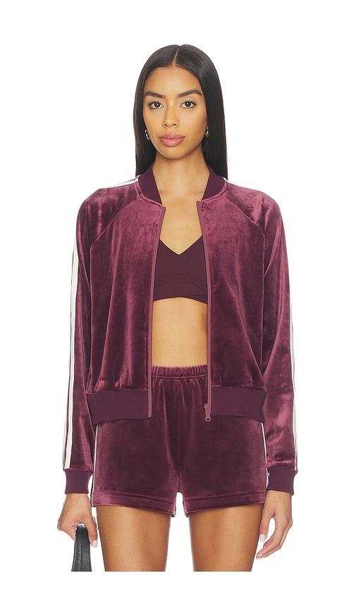 splits59 heritage velour bomber jacket in burgundy.