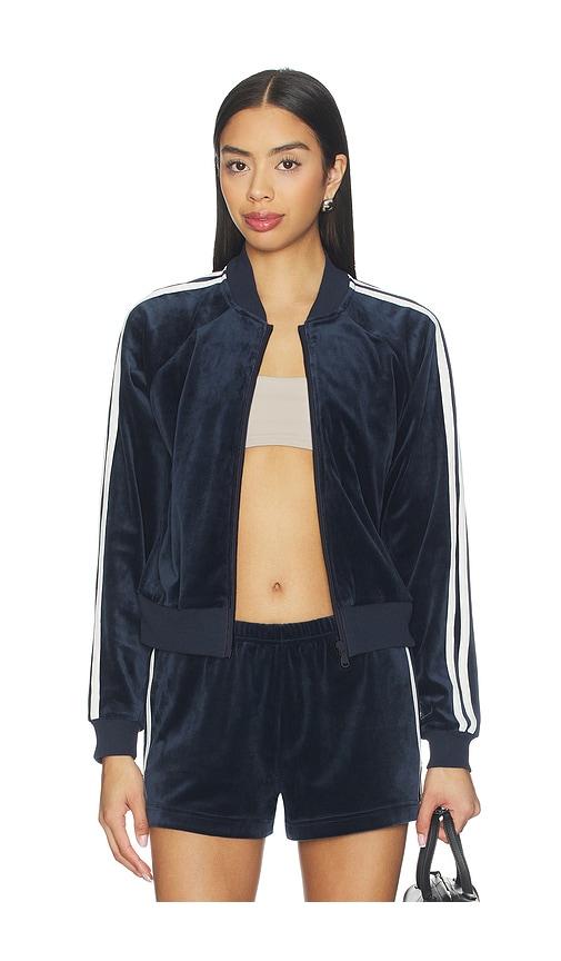 splits59 heritage velour bomber jacket in navy.
