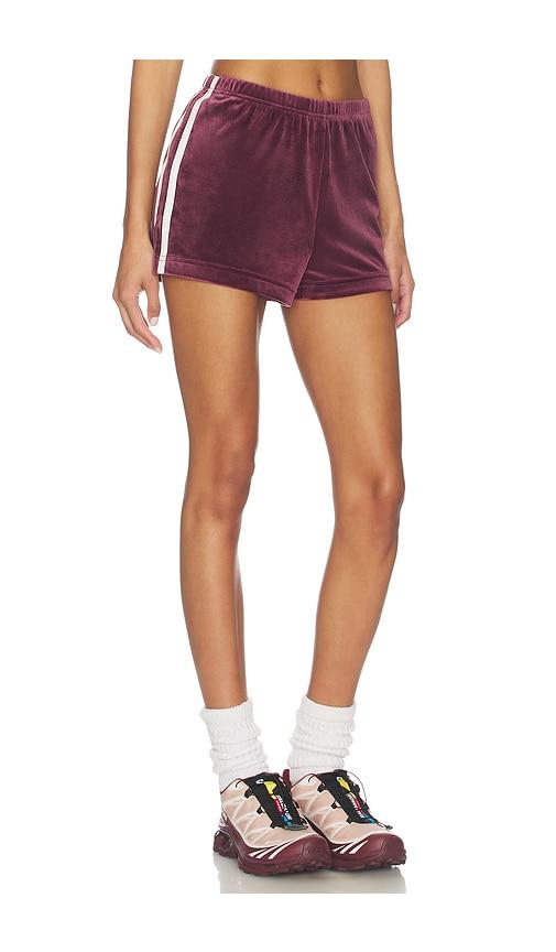 splits59 heritage velour short in burgundy.