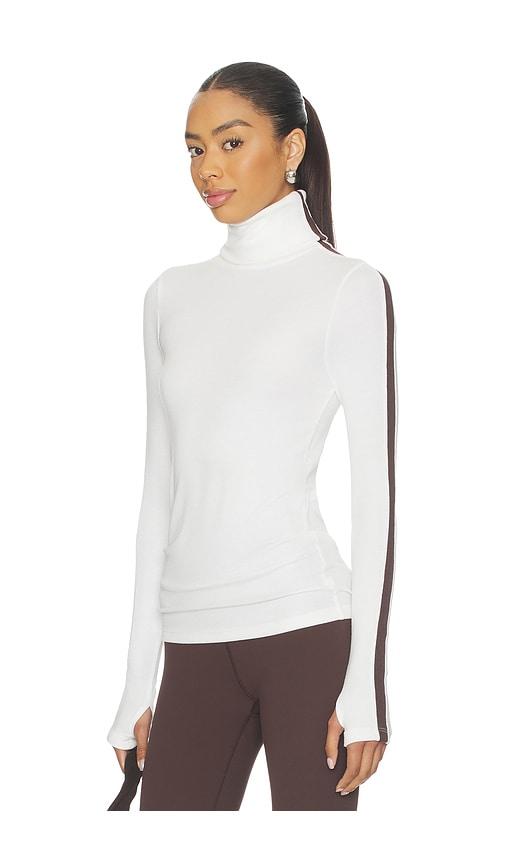 splits59 jackson rib full length turtleneck top in white,brown.