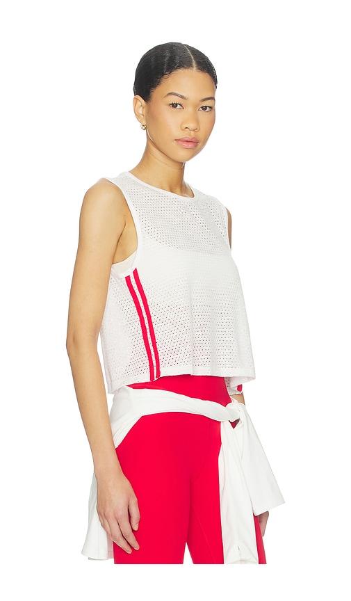 splits59 logan mesh tank top with stripe in white.