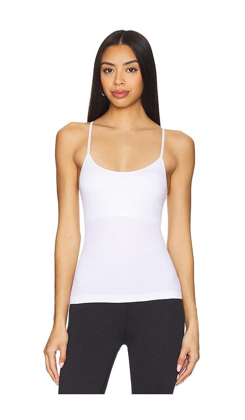 splits59 loren seamless waist length tank top in white.