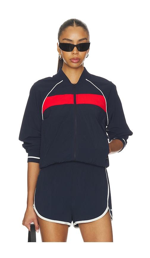splits59 maci woven nylon jacket in navy.