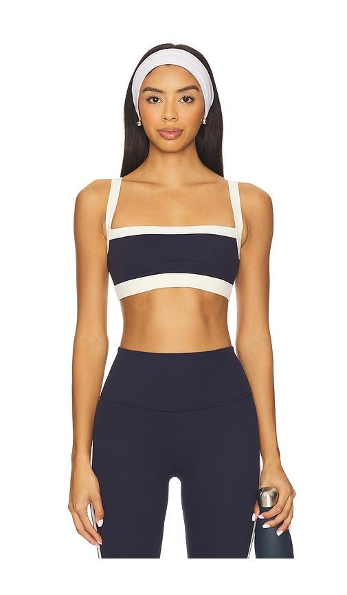 splits59 monah rigor sports bra in indigo & crme in navy.