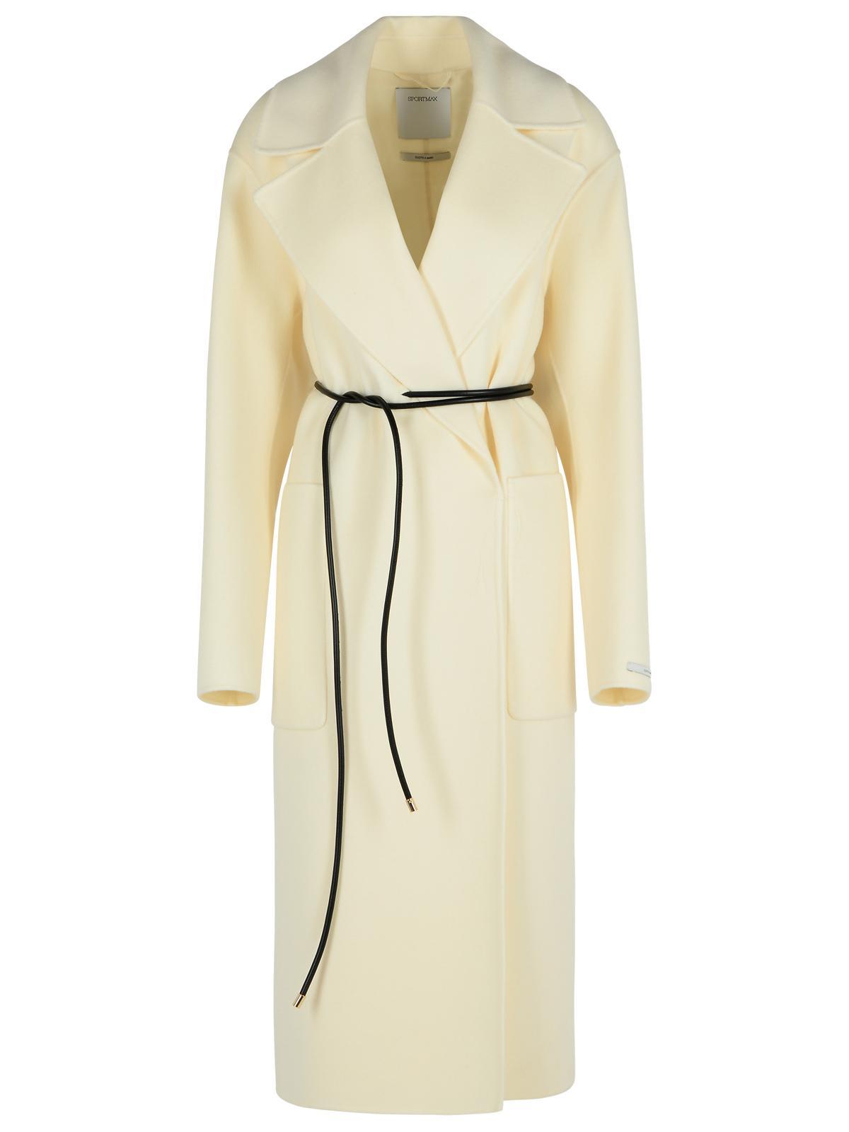 sportmax abate milk virgin wool dressing gown coat