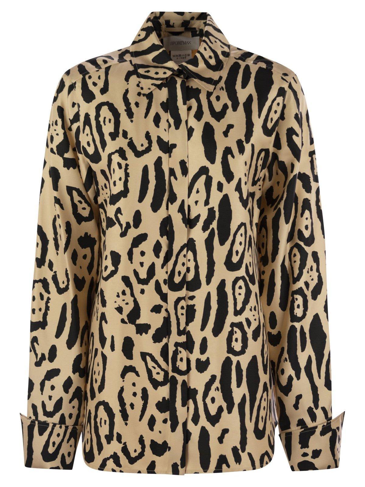 sportmax armony animal patterned long-sleeved shirt