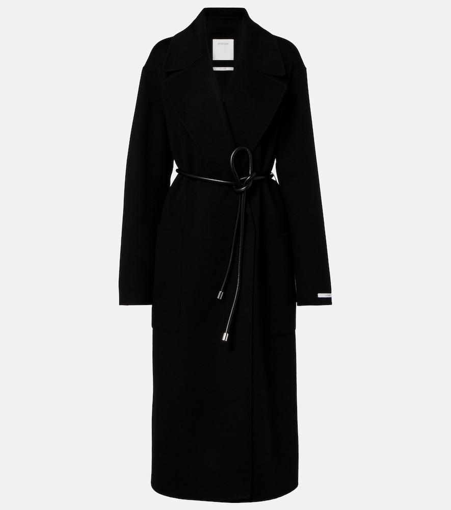 sportmax belted oversized virgin wool wrap coat