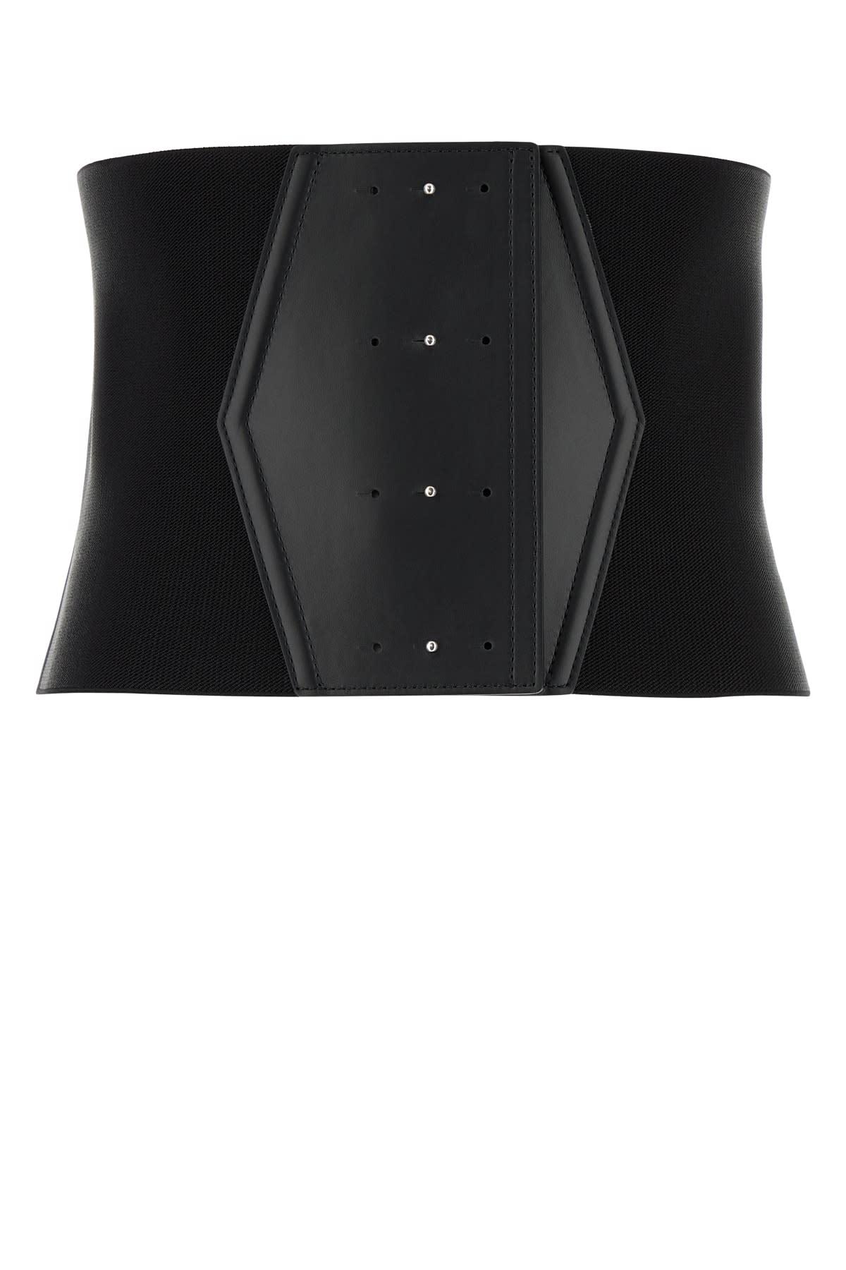 sportmax black fabric and leather apoge01234 belt
