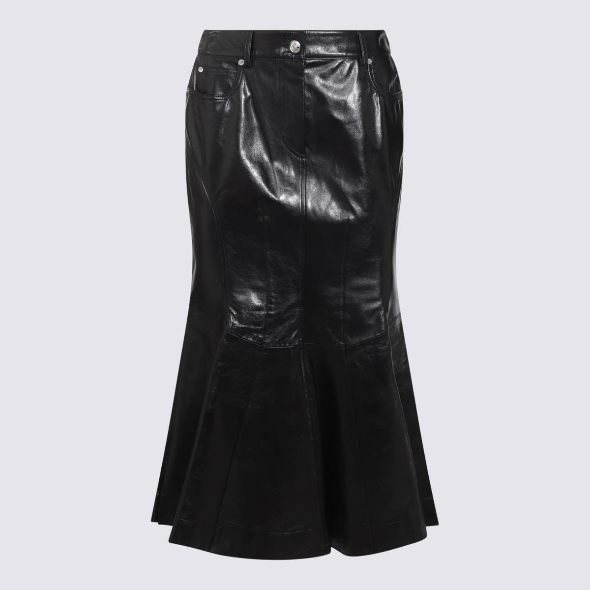 sportmax black leather skirt