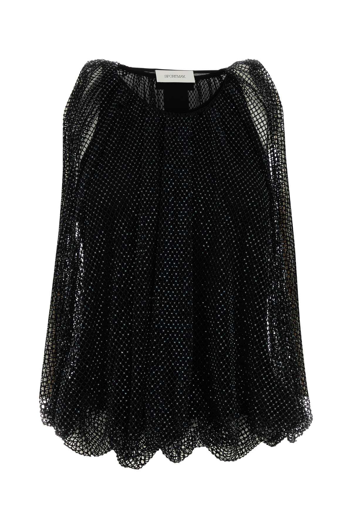 sportmax black mesh nodo top