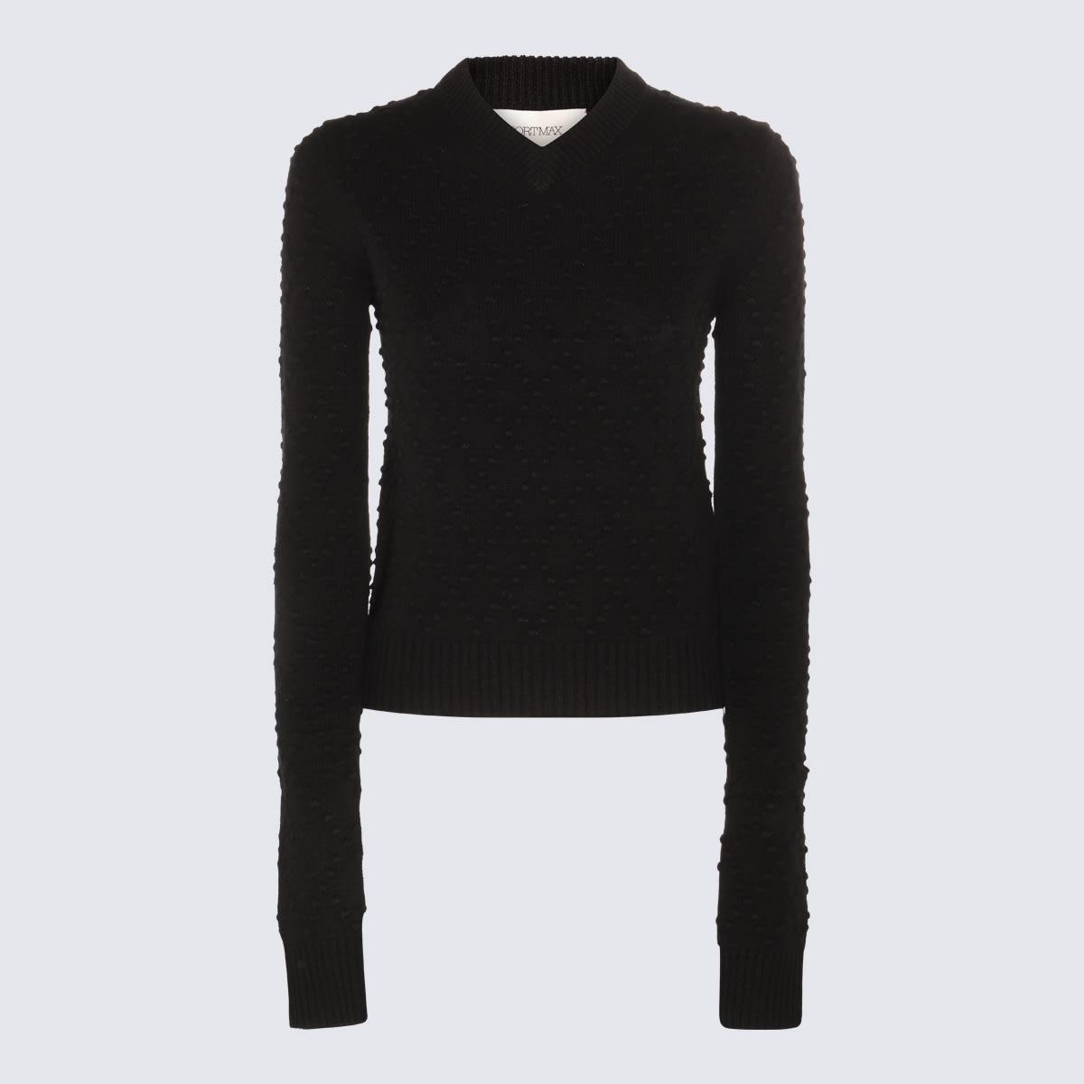 sportmax black wool and cashmere blend salve sweater