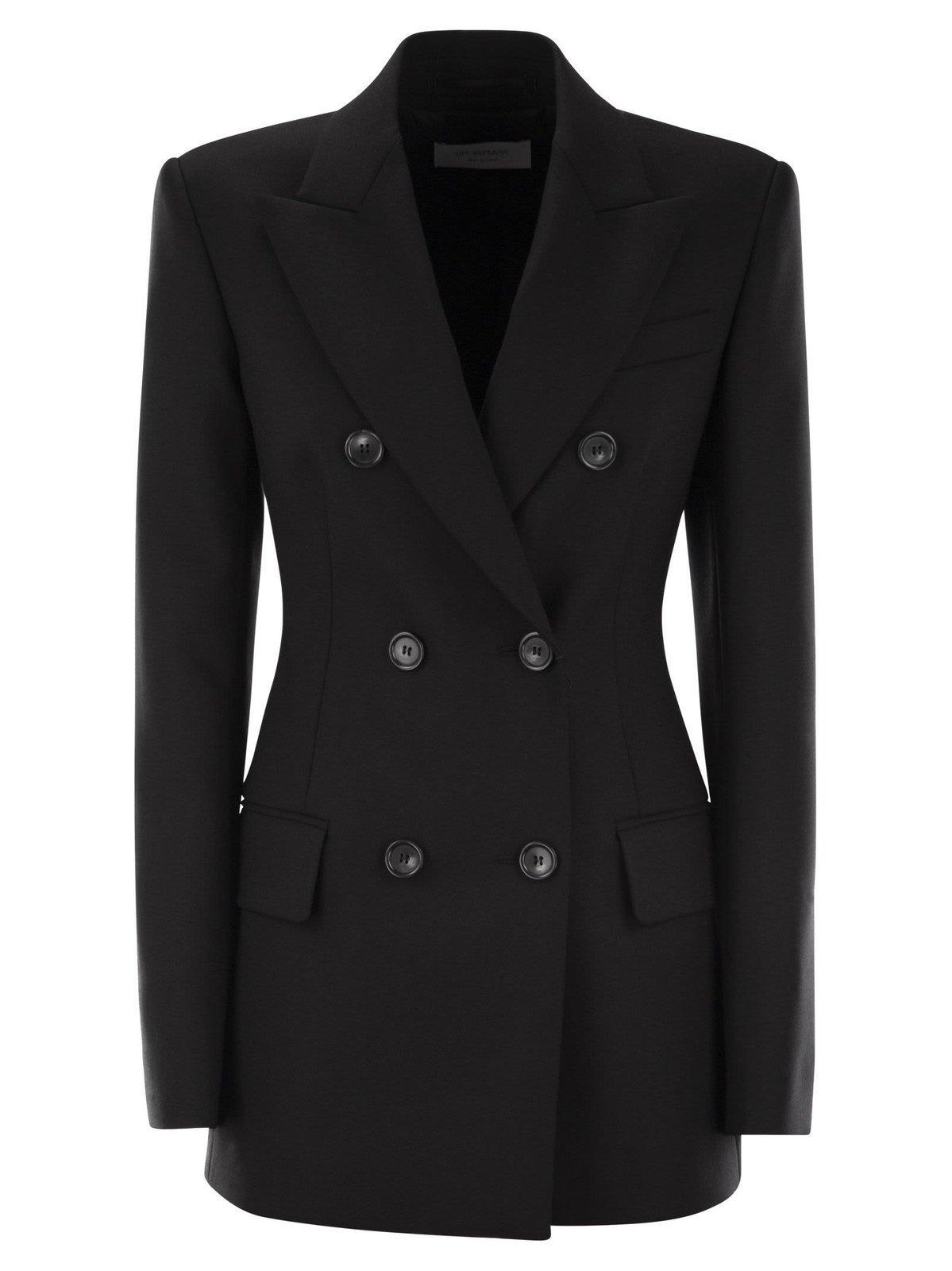 sportmax black wool belly blazer