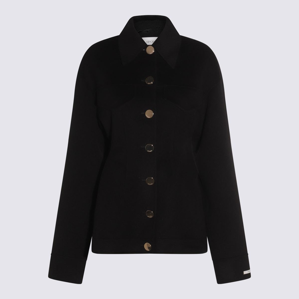 sportmax black wool egeo coat