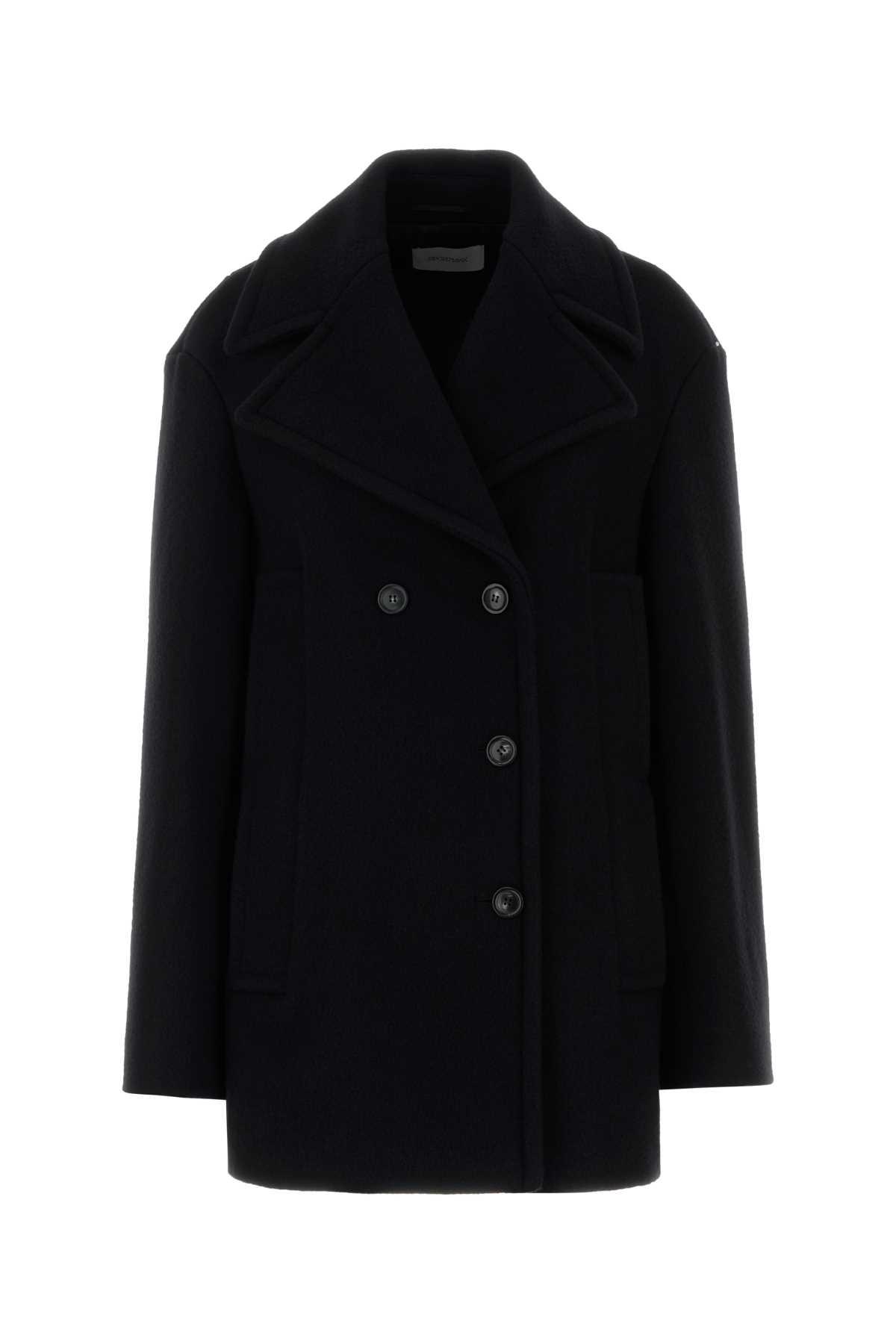 sportmax black wool tabella coat