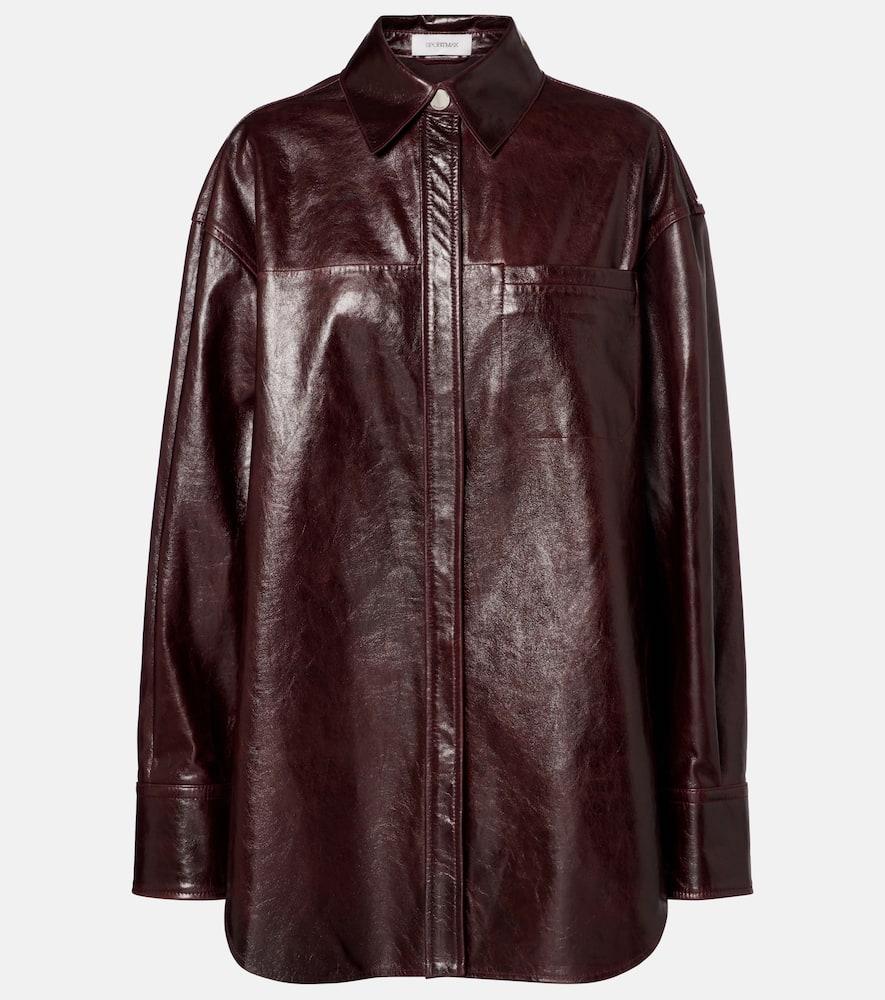 sportmax borel leather overshirt