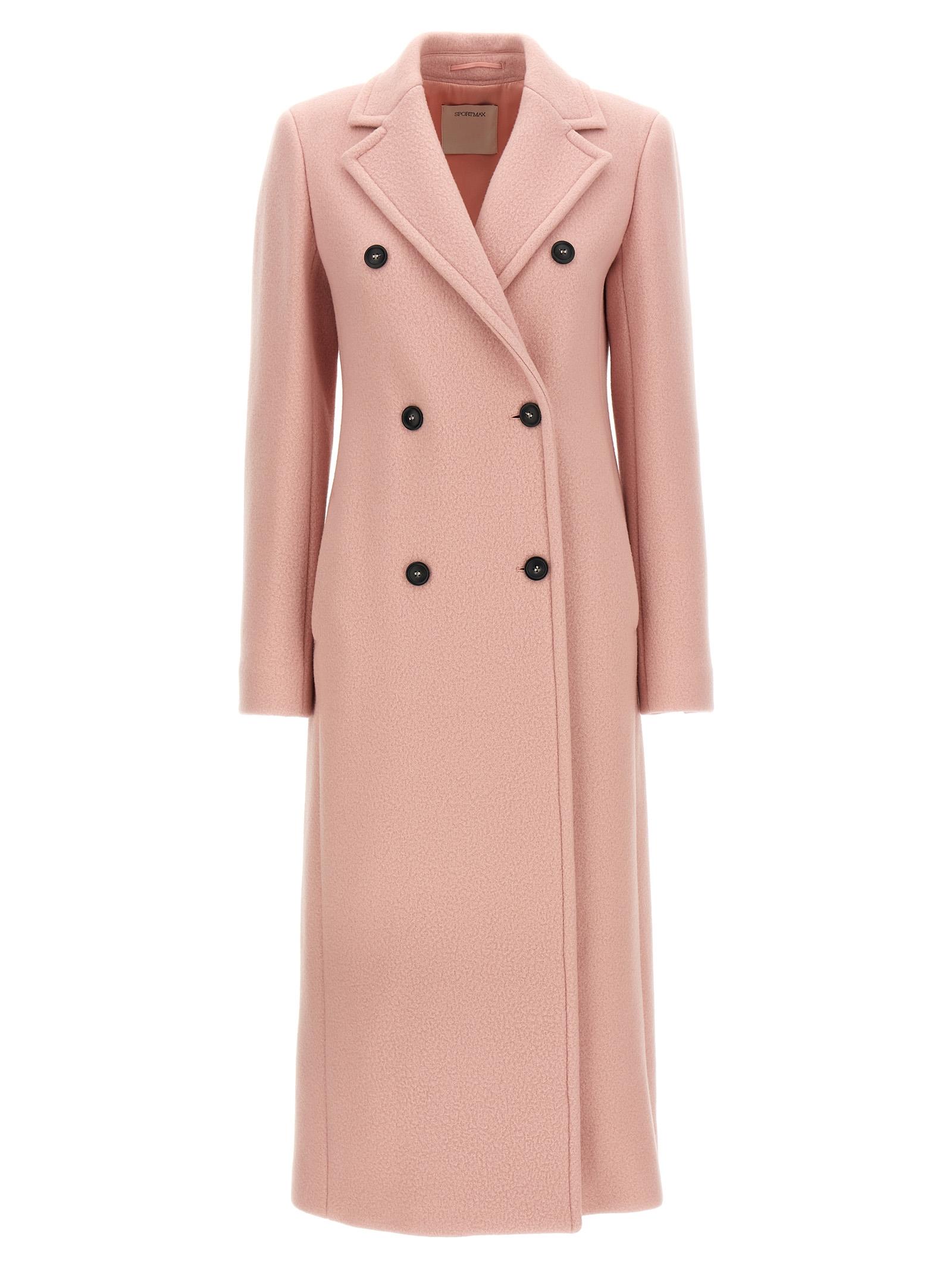 sportmax comune coat pink virgin wool coats, trench - women
