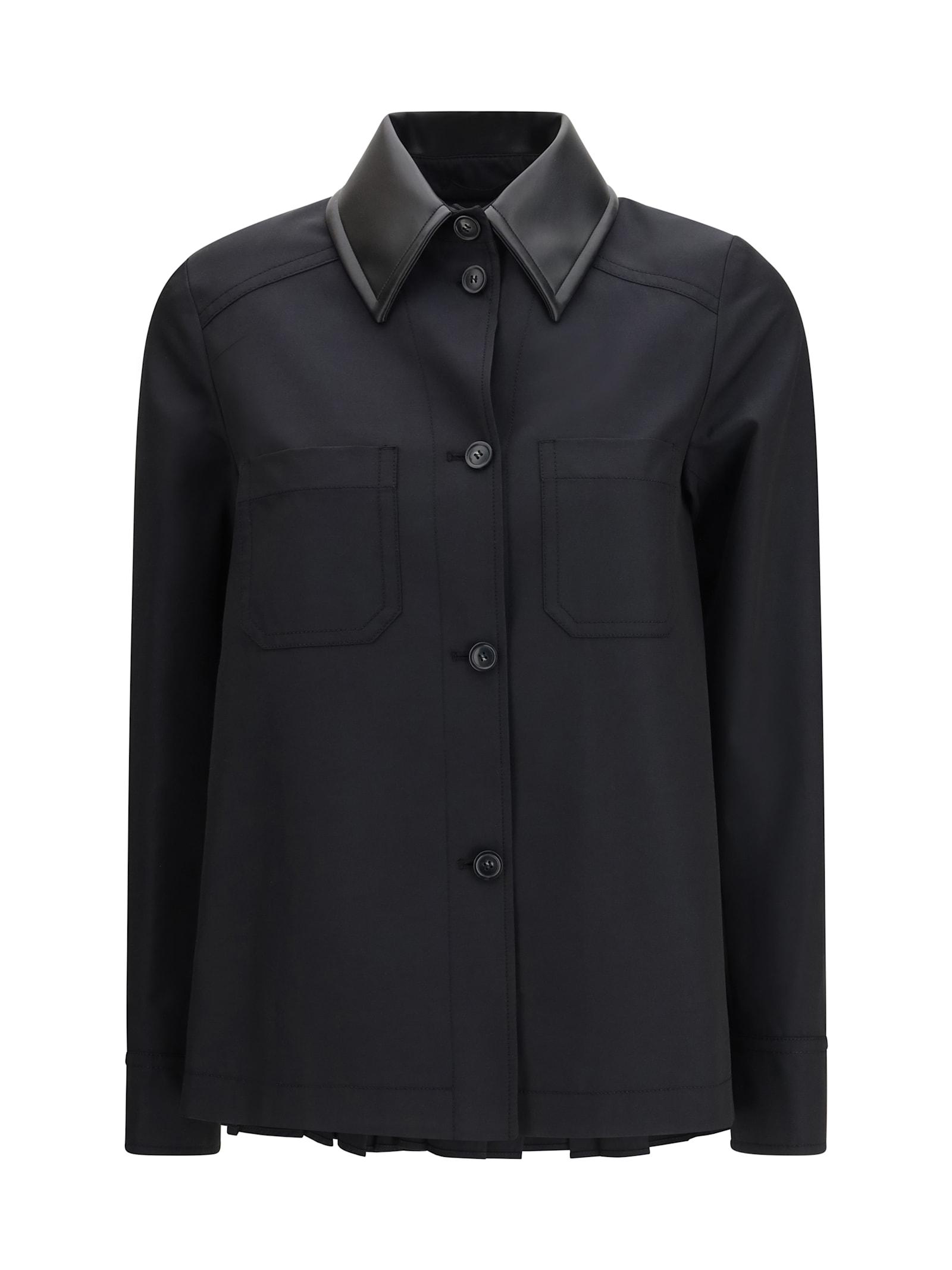 sportmax cotton gabardine shirt with pleated back