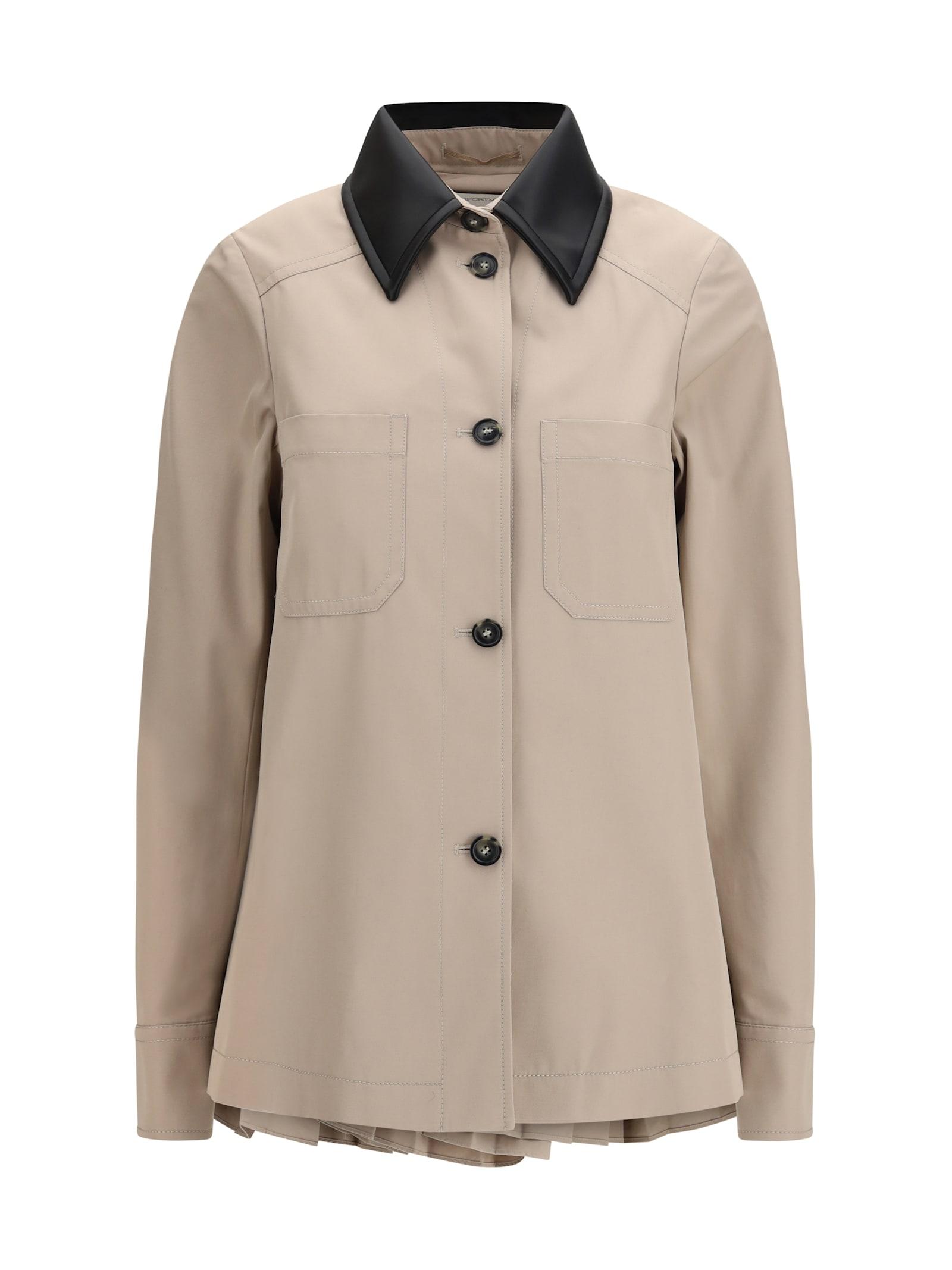 sportmax cotton gabardine shirt with pleated back