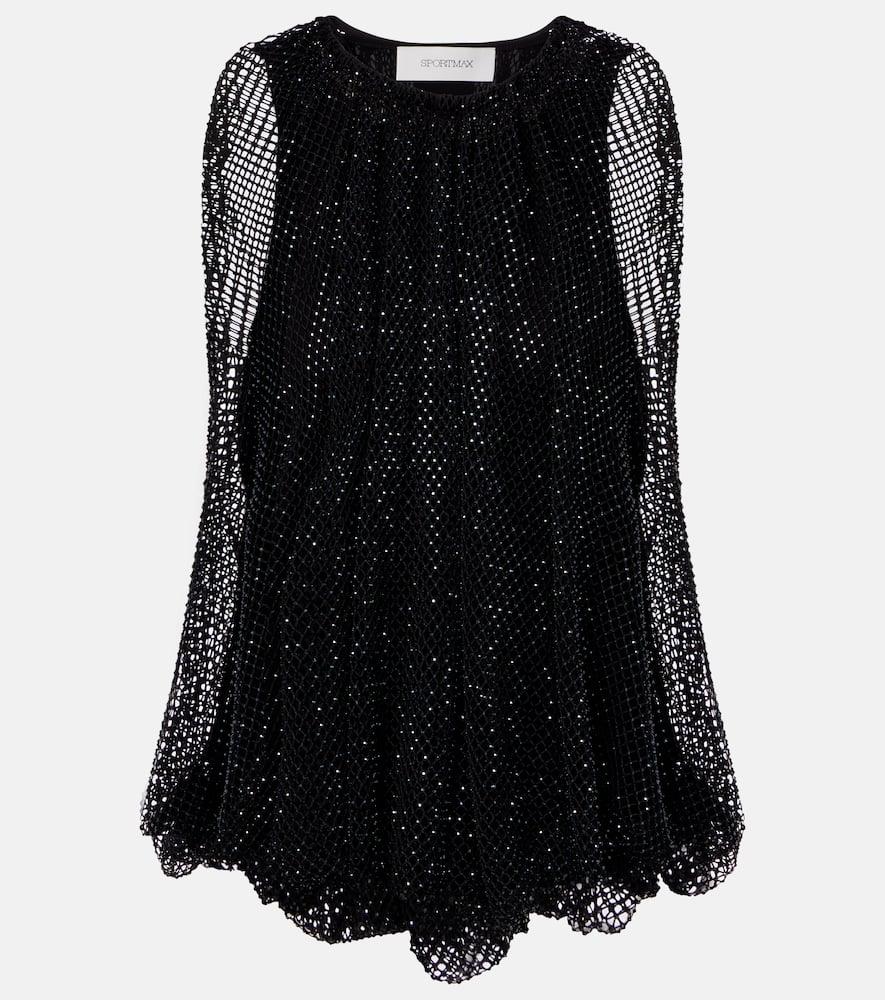 sportmax embellished mesh and jersey top