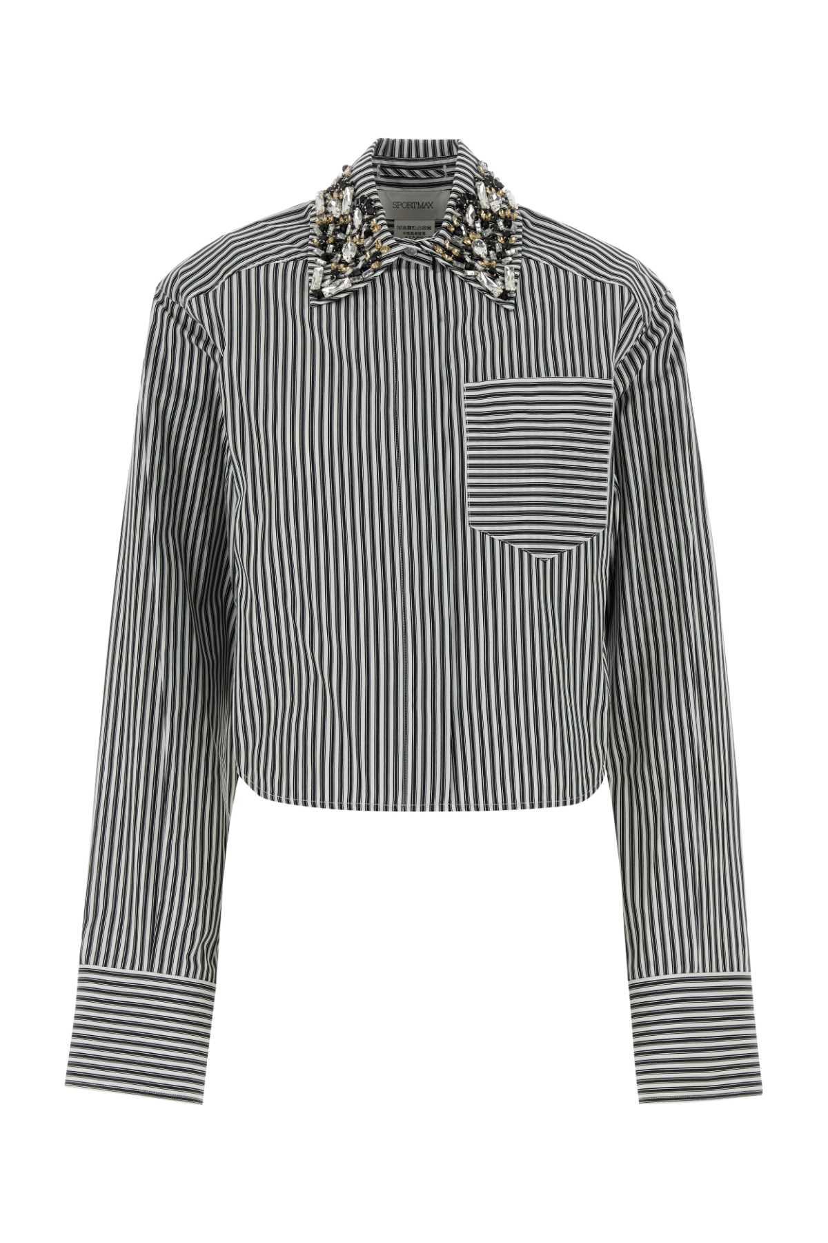 sportmax embroidered poplin quagga shirt