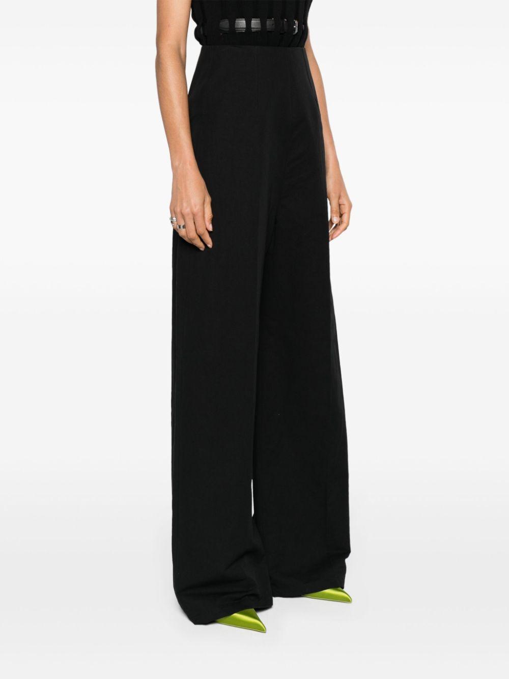 sportmax fashion trousers black cotton linen - women