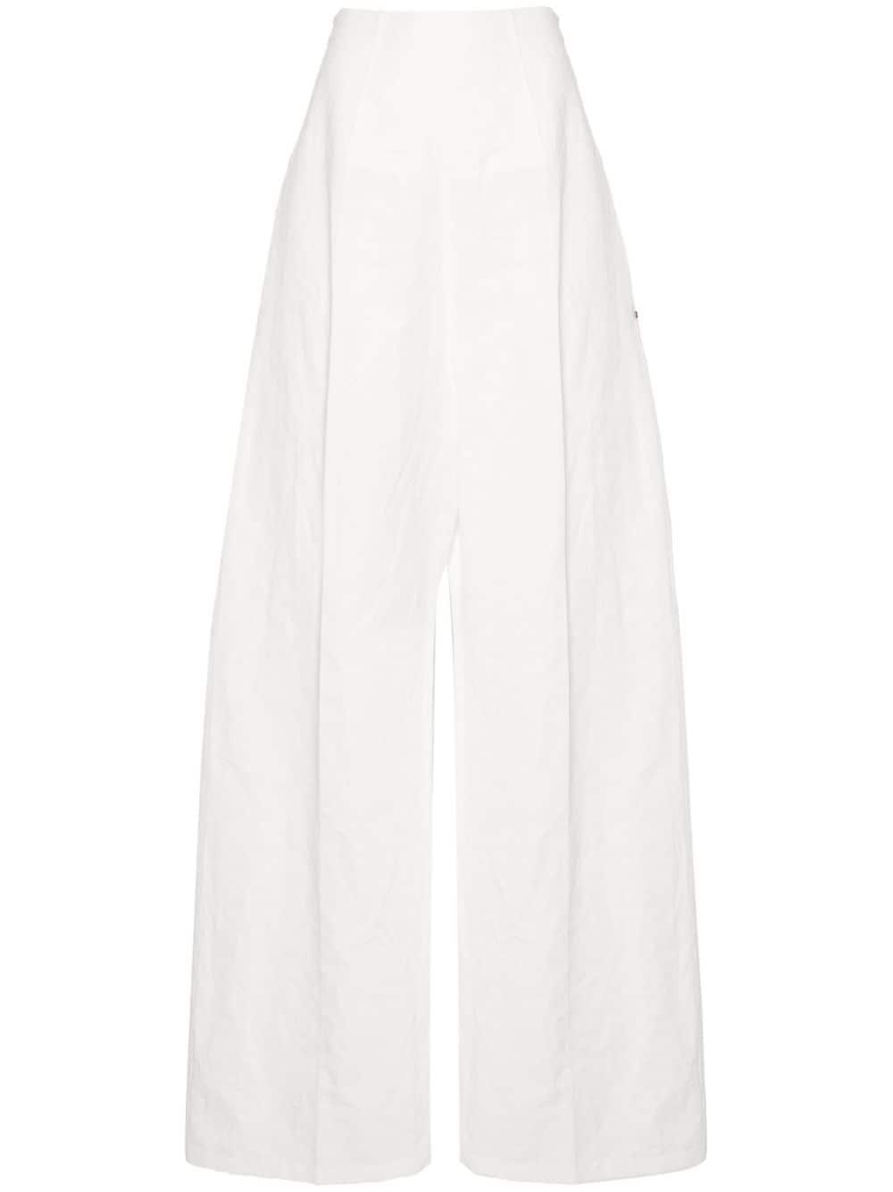 sportmax fashion trousers white cotton linen - women