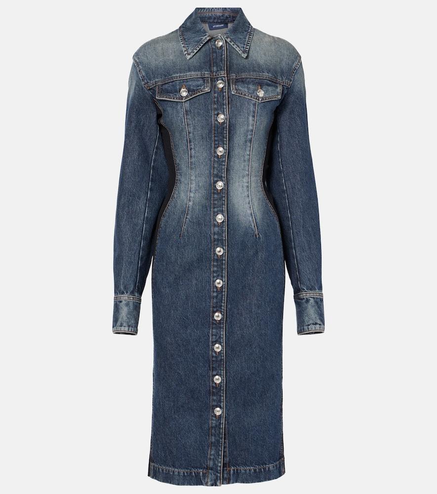 sportmax fiorito denim midi dress
