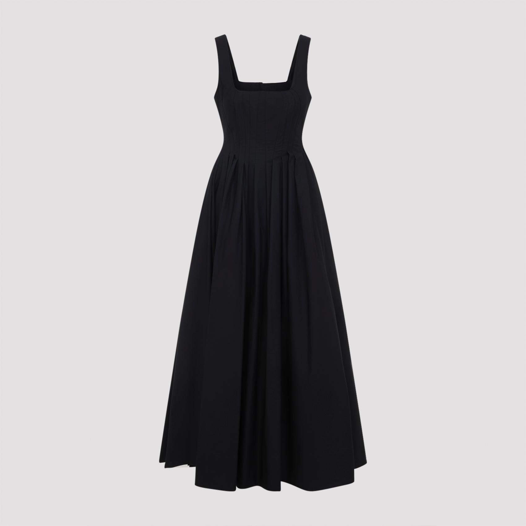 sportmax giro midi dress black cotton - women
