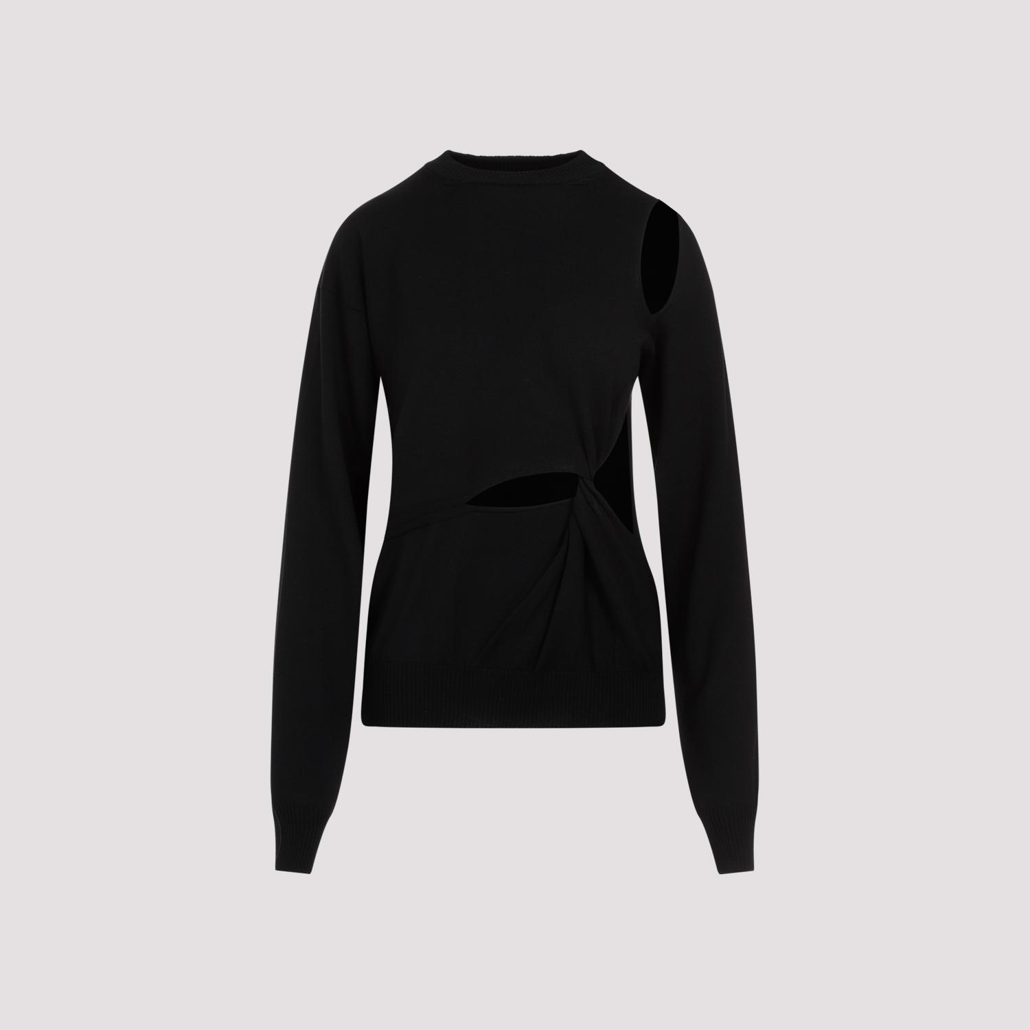 sportmax holiday cutout pullover black virgin wool sweater - women