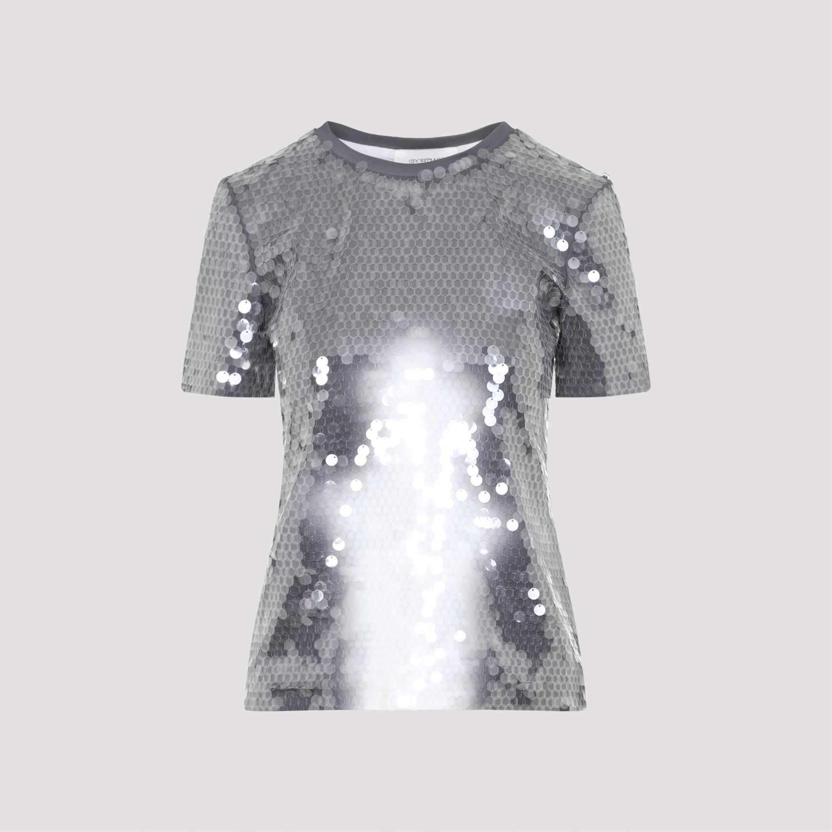 sportmax kibbutz sequined t-shirt grey polyamide elastane tshirt - women