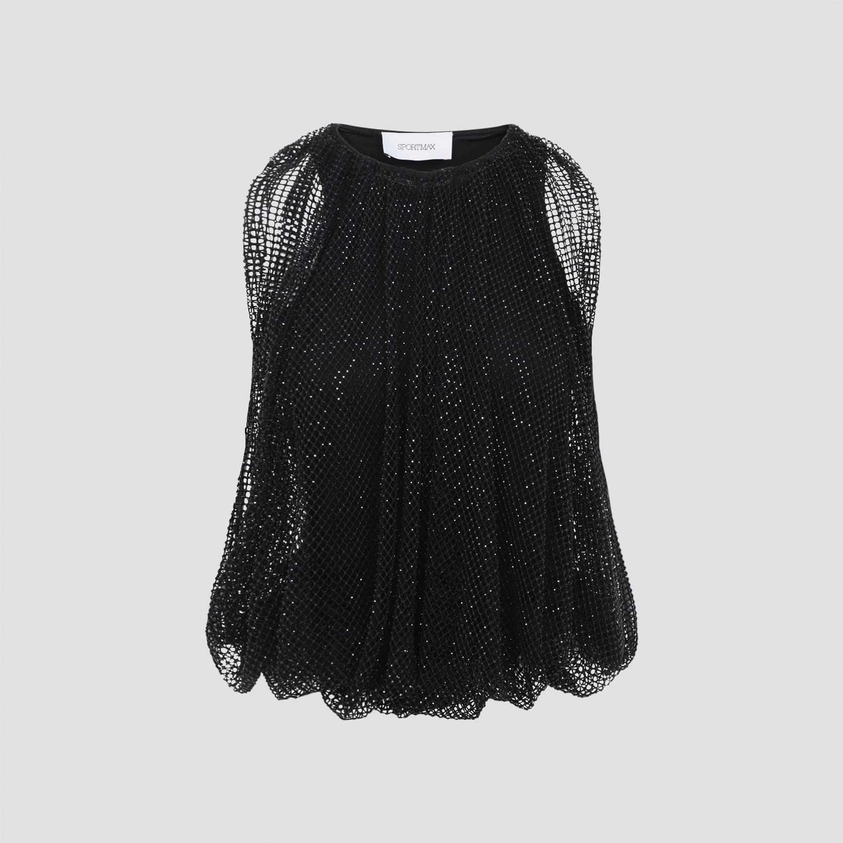 sportmax nodo strass top black polyester elastane - women