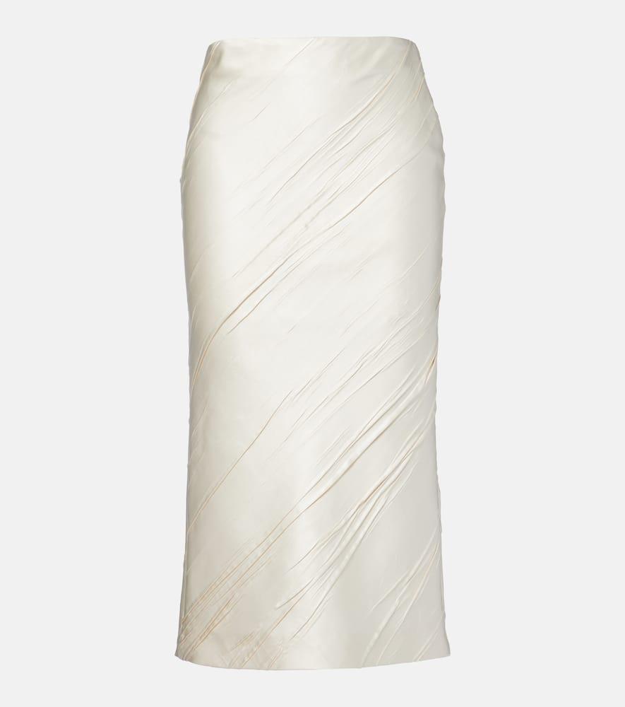 sportmax ruta pleated satin pencil skirt