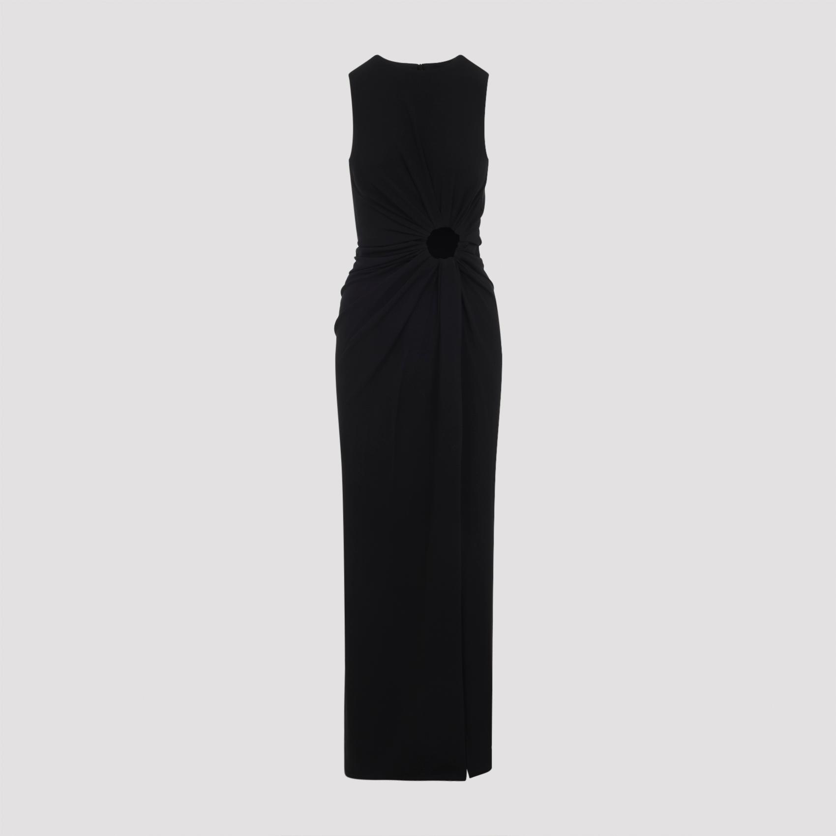 sportmax saletta long dress black viscose elastane - women