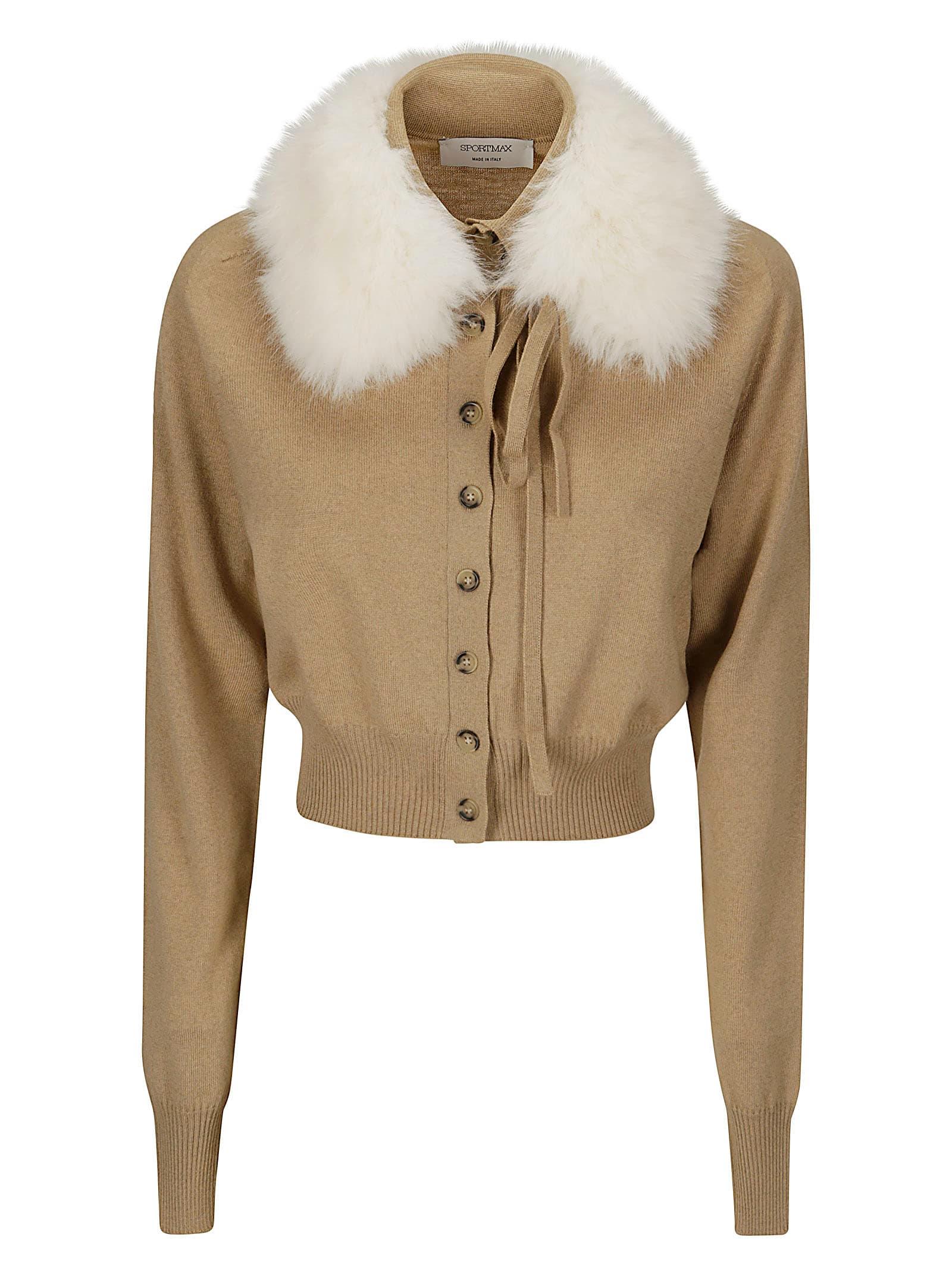 sportmax sport knitted and fur cardigan