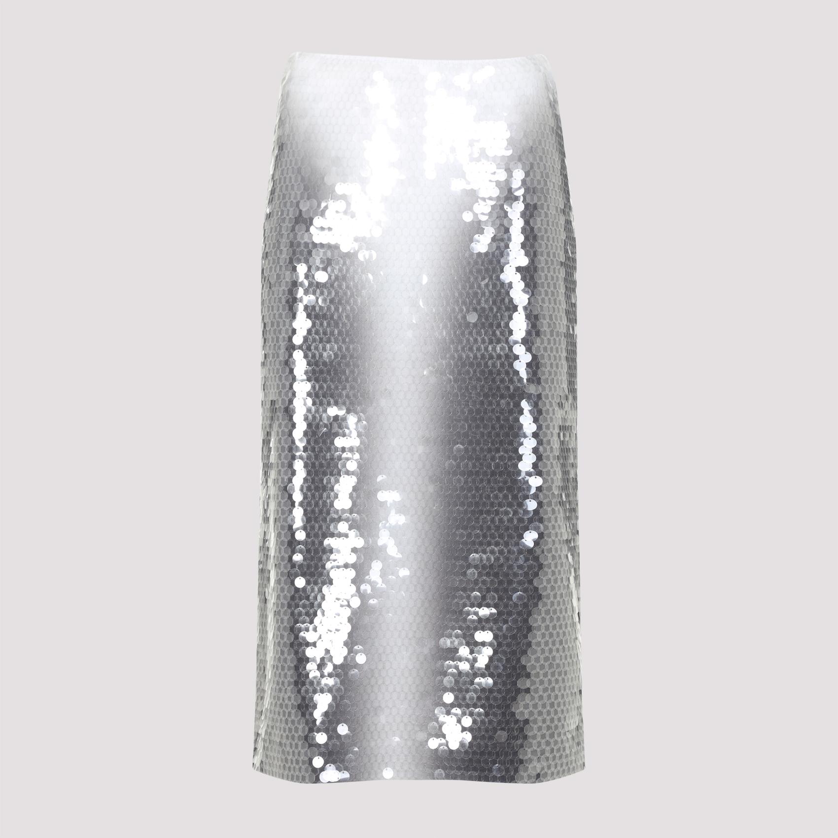 sportmax toano sequined skirt grey polyamide elastane - women