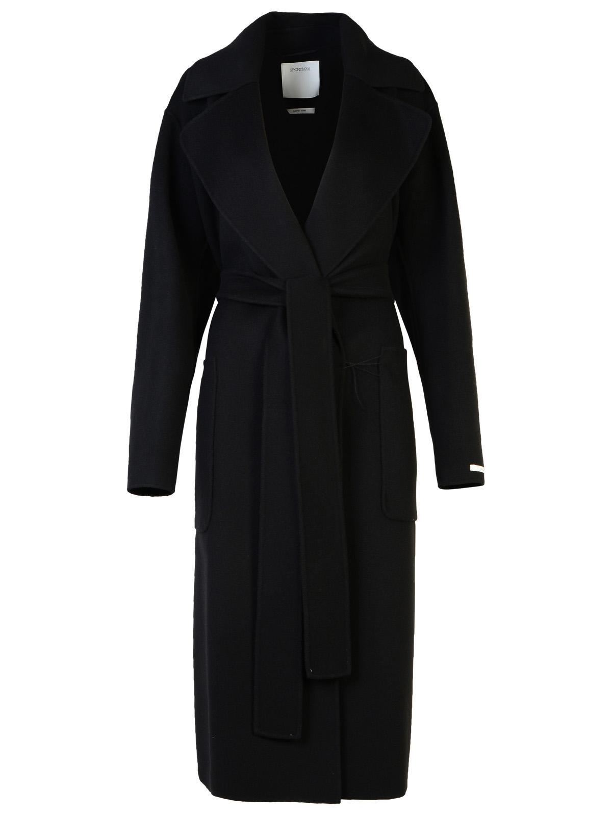 sportmax veleno black wool coat