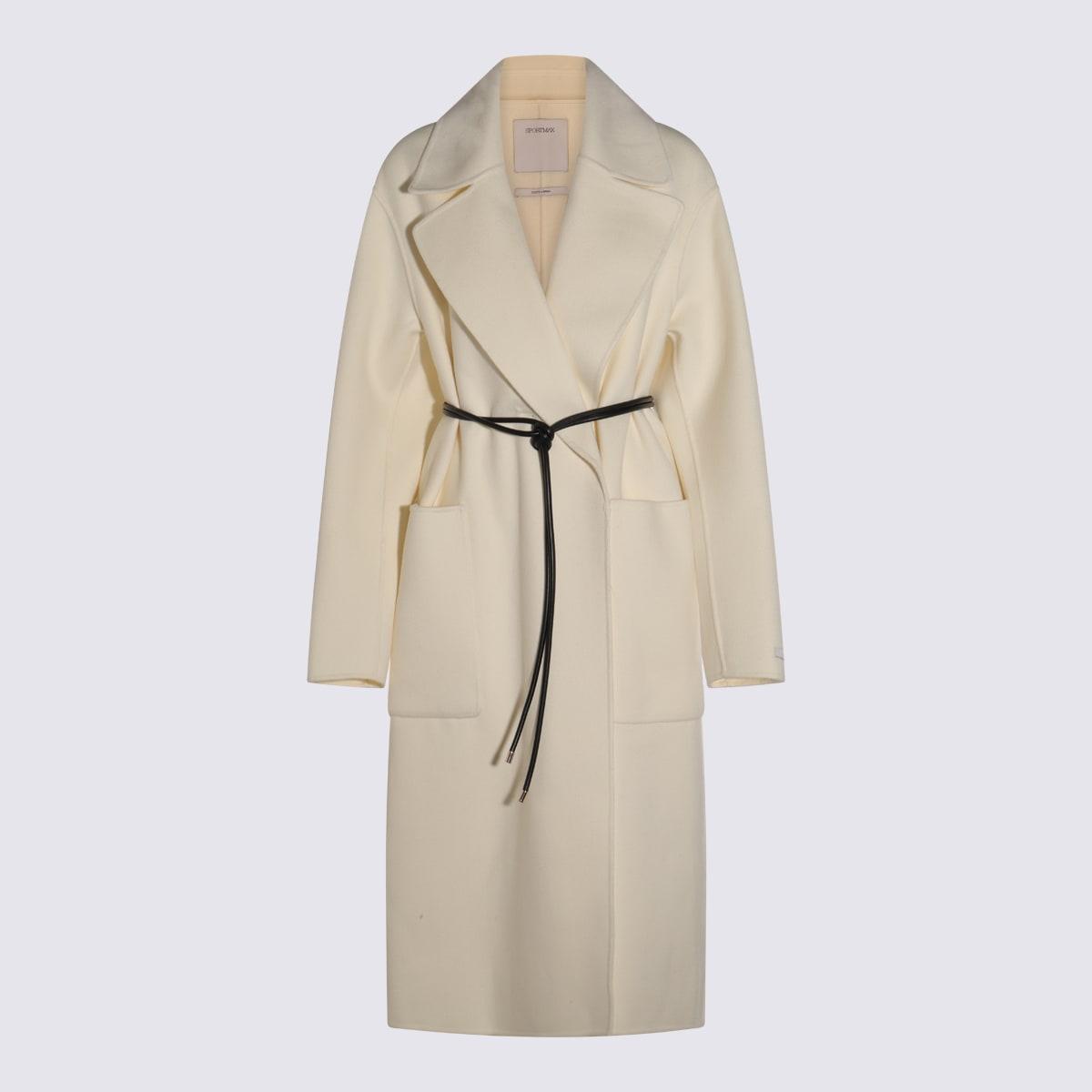 sportmax white wool abate coat