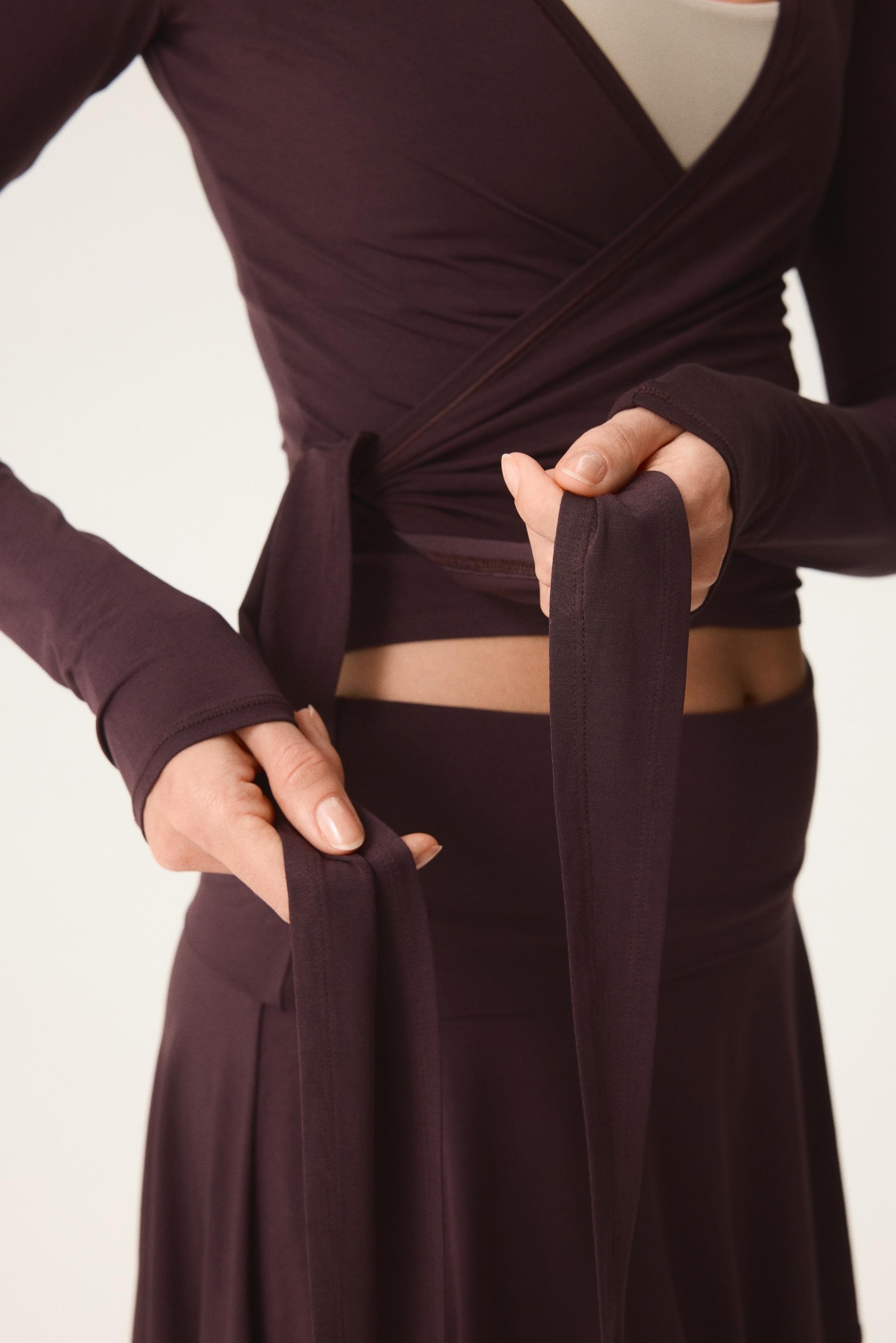 sports wrap top in modal