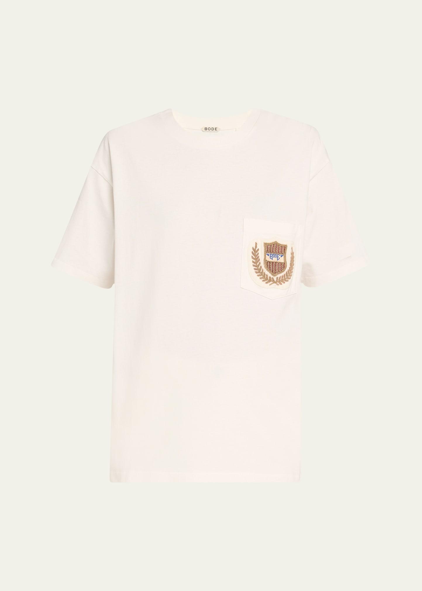 sportsman crest embroidered patch pocket tee