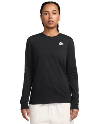 sportswear club womens cotton long sleeve t shirt xs 3x