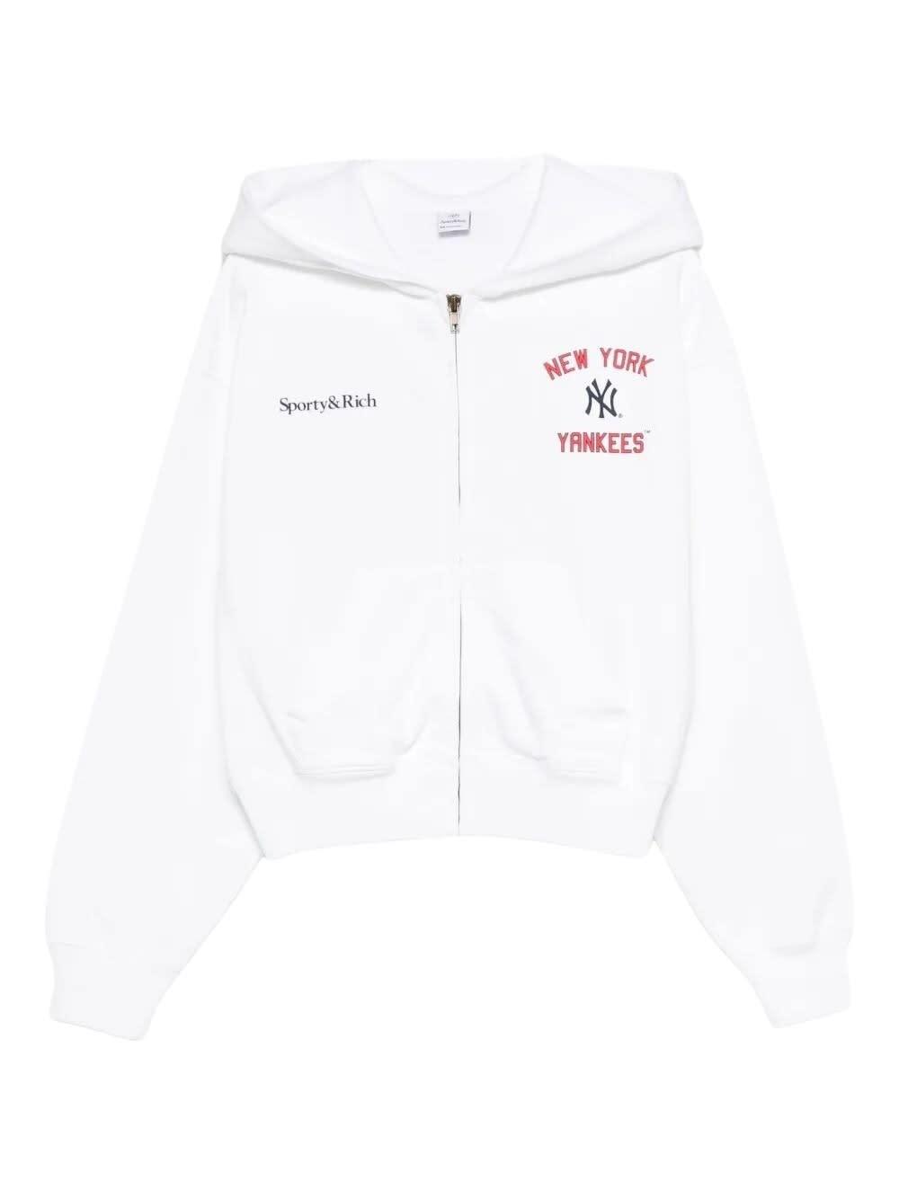 sporty & rich homerun cropped zip hoodie