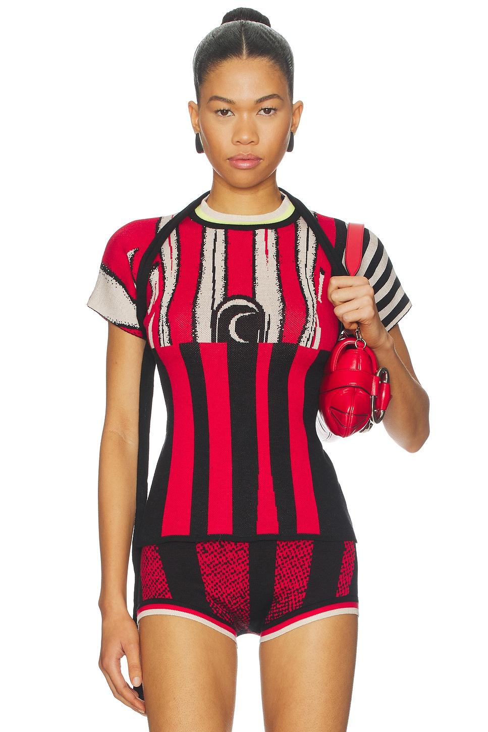 sporty knit t-shirt in sporty red