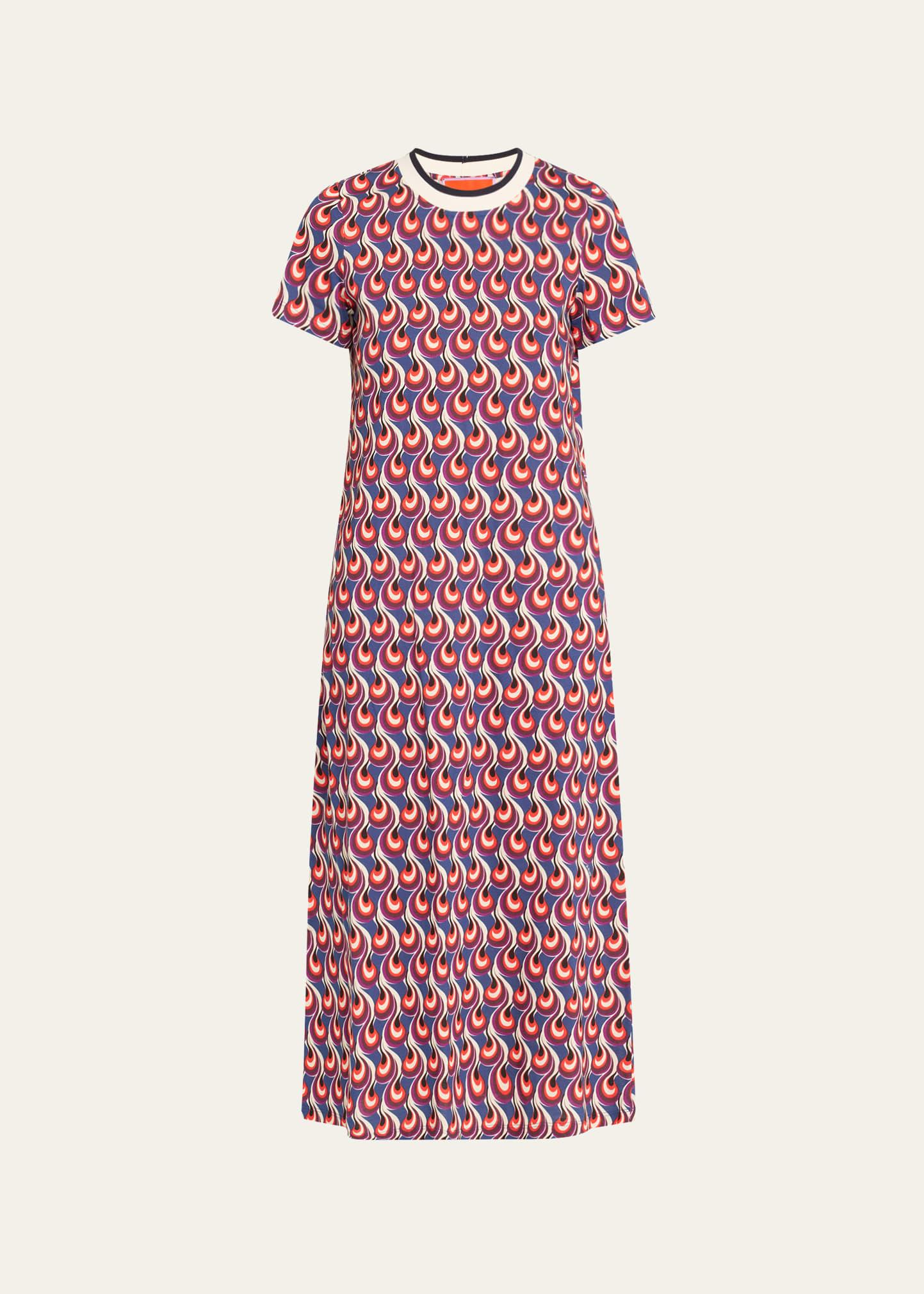 sporty swing printed midi dress