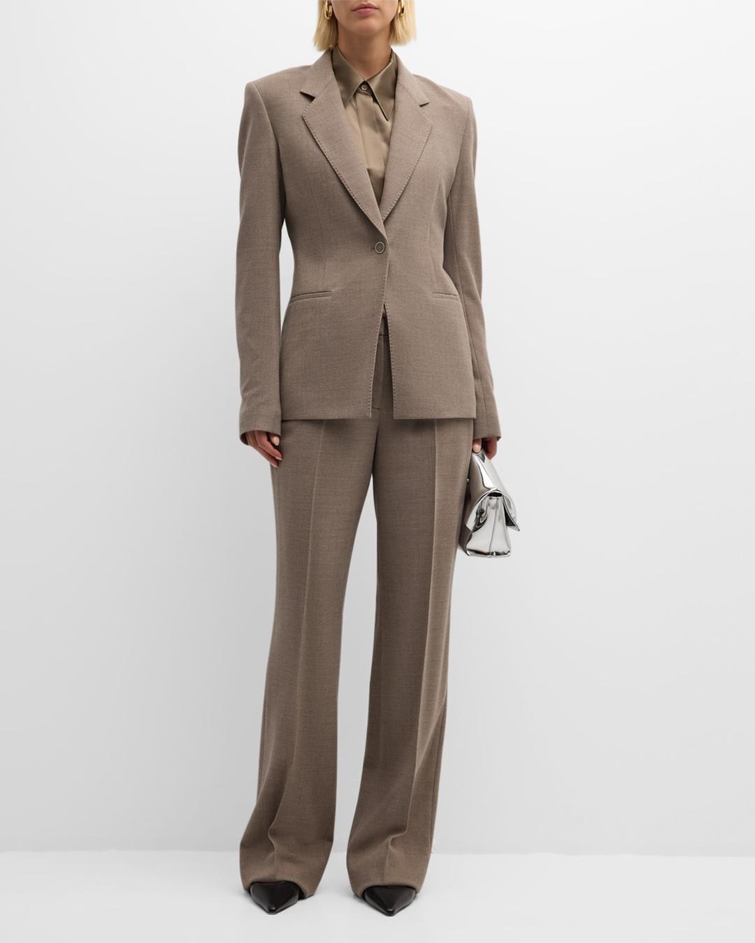 Spread Collar Silk Charmeuse Blouse – (info unavailable)