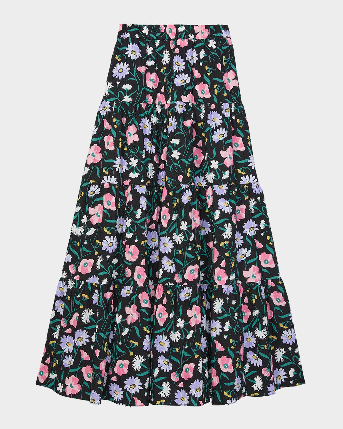 spring bouquet tiered maxi skirt