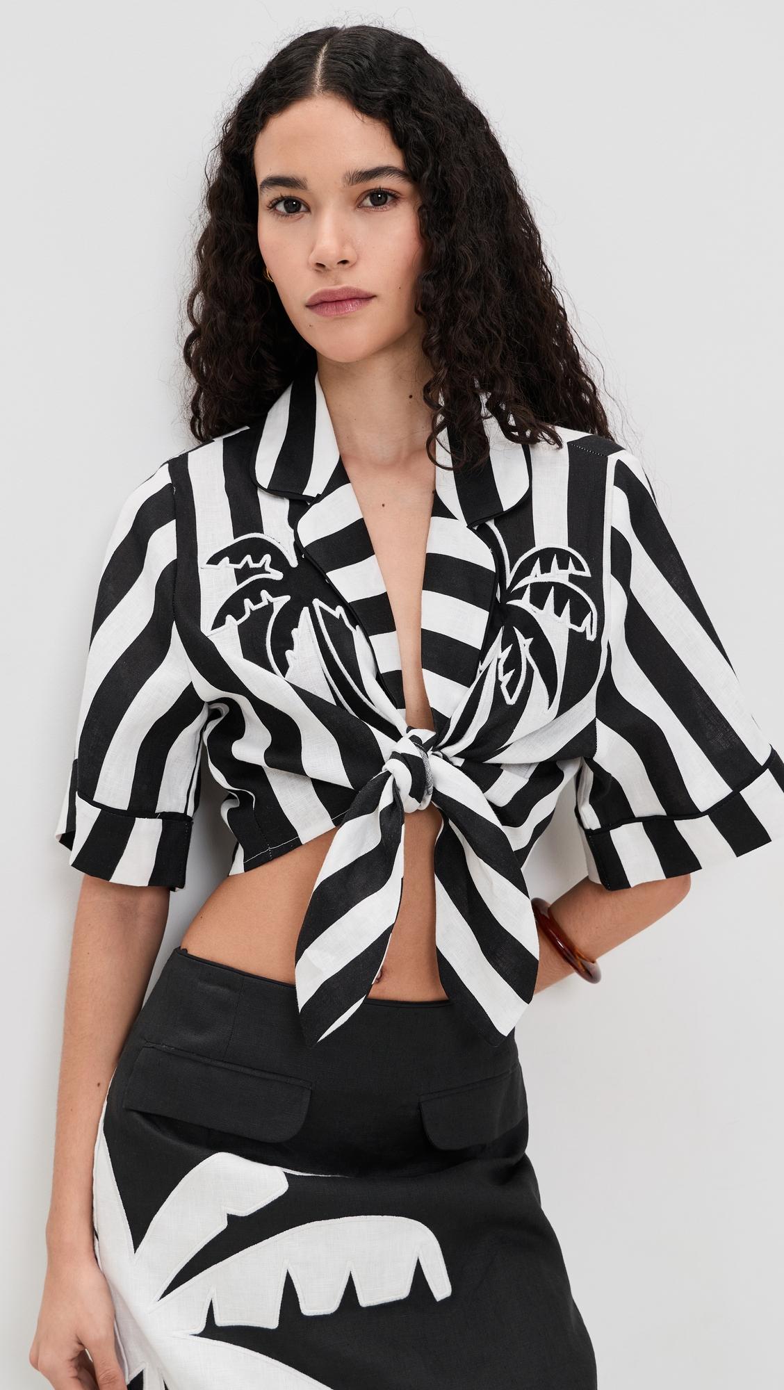 spring stripe short sleeve crop top