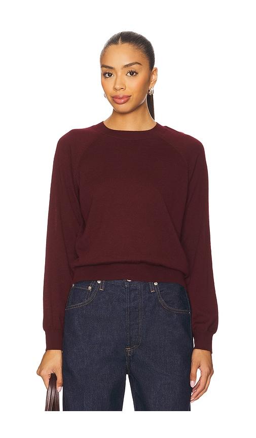 sprwmn long sleeve raglan sweater in wine.