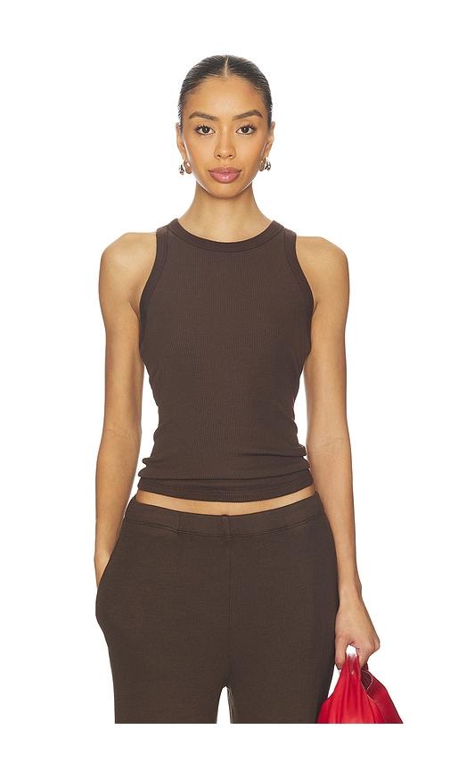 sprwmn rib racer tank in chocolate.